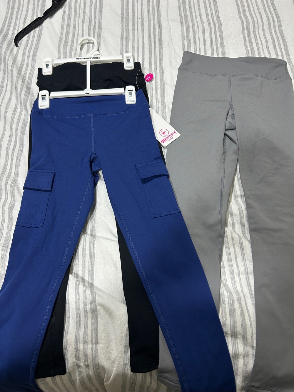 90 Degree By Reflex Girls' Royal ,black & grey Blue Cargo Leggings 3 pair!